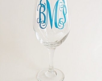 Monogram wine glass, custom wine glass, customizable wine glass, gifts for women, wedding gift, teacher gift, graduation gift, birthday gift