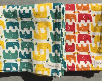 Organic Baby Blanket, Staggered Elephants