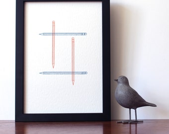 A4 Letterpress print - Pencils - Limited Edition - Hand-printed - Unframed