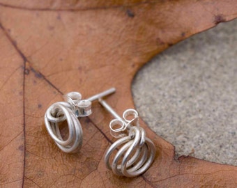 Small Silver Earrings, Silver Knot Earrings, Small Post Earrings, Small Silver Hoops, Silver Post Earrings