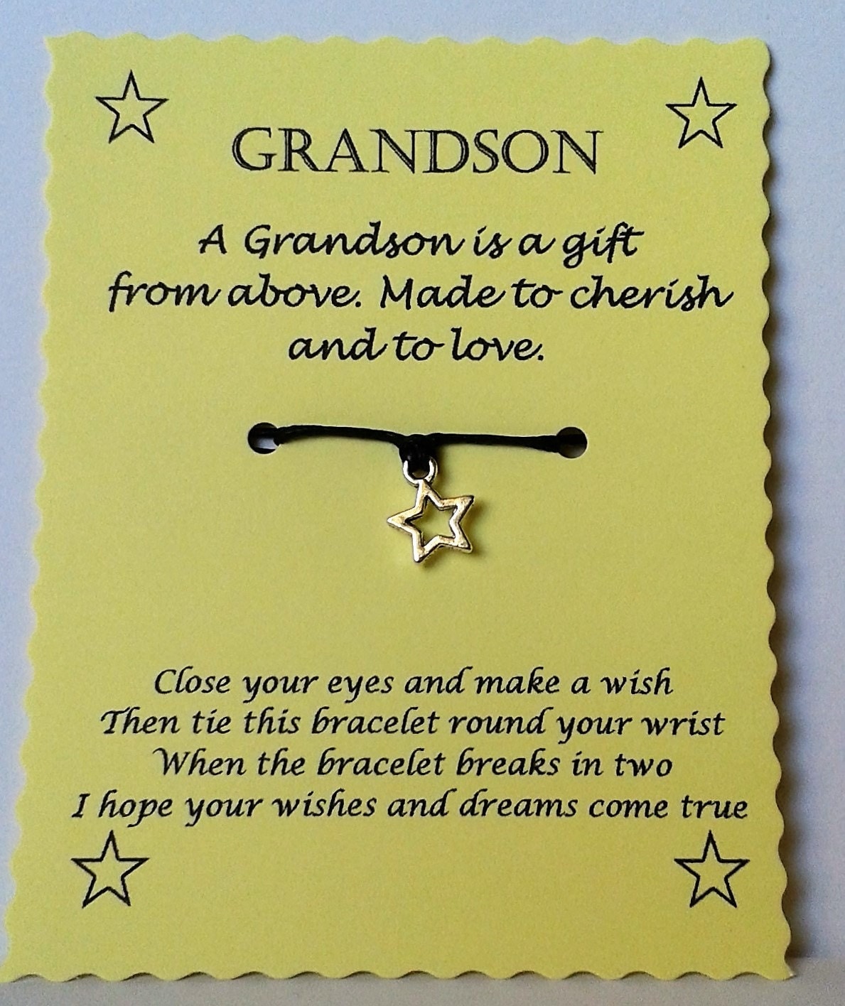 Grandson gift Gransdon Wish Bracelet Grandson Birthday gift