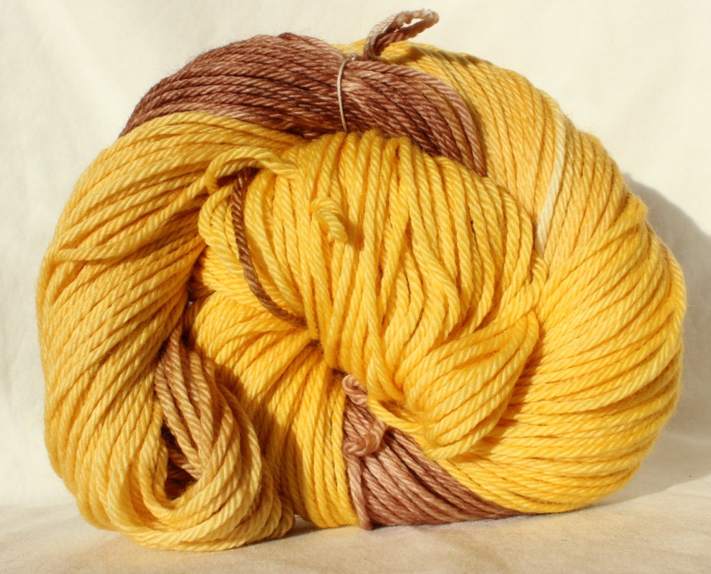 SALE Hand dyed yarn yellow / brown yarn variegated yarn