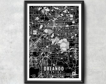 Orlando Florida Map with Coordinates, Orlando Wall Art, Orlando Map, Map Art, Map Print, Orlando Print, Orlando Art, Orlando Gift, Map