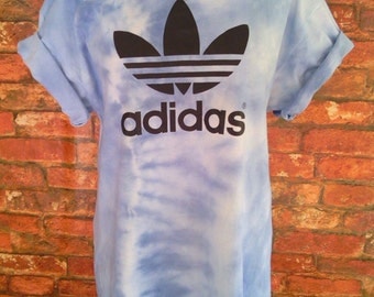 Unisex Authentic Adidas Originals Tie Dye Pastel Baby Blue Tie Dye T-shirt