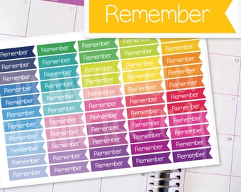 Planner Stickers Erin Condren Life Planner (Eclp) - 55 Remember Flag Header Stickers (#7009)