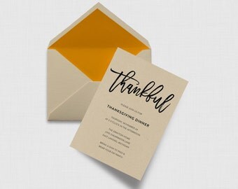 Thankful Script 5" x 7" Thanksgiving Invitation - Digital or Printed
