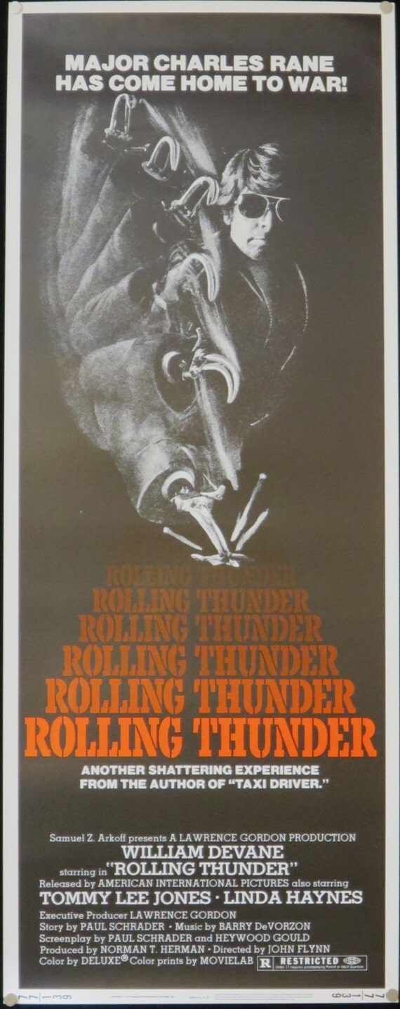 ROLLING THUNDER Original 1977 U.S. Insert Movie Poster