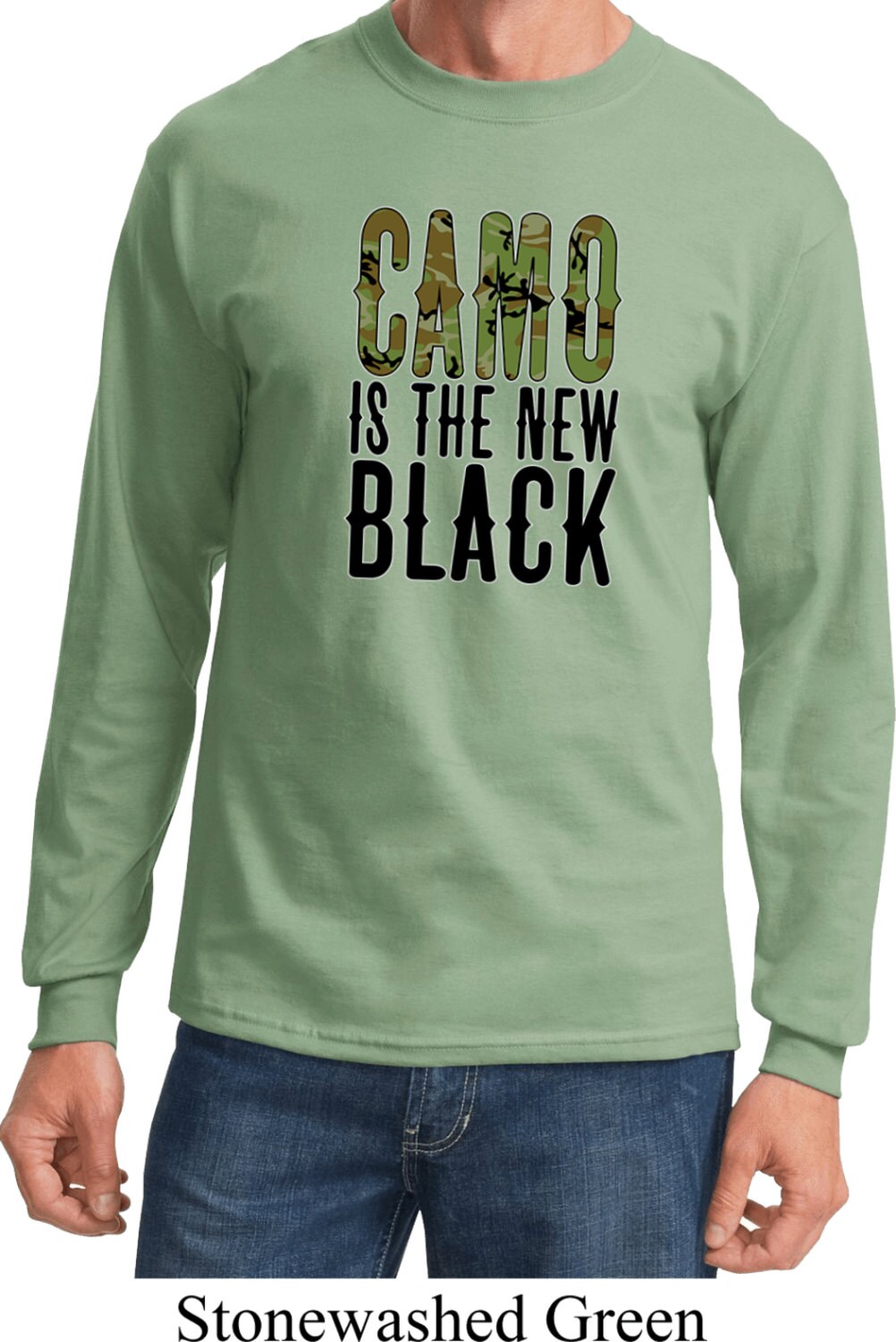 Men's Funny Shirt Camo Is The New Black Long Sleeve Tee