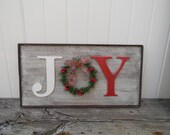 Rustic Joy sign, Country Christmas decor, Christmas mantle decor, Barn wood look Christmas sign