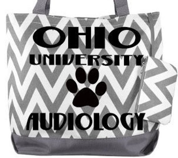 OHIO University Audiology paw print Chevron Bag