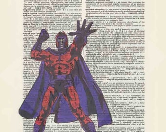 Marvel Comics Magneto on dictionary page print