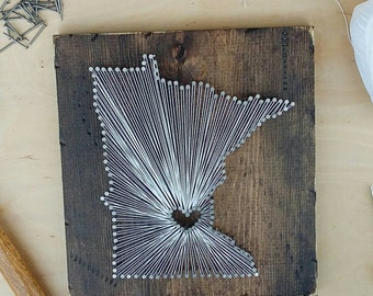 Minnesota String Art, State string Art, Minnesota Nail Art, Rustic Decor, custom sign, MN love, MN home, Minnesota home, MPLS, 12x12