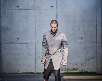 Mens Drop Crotch Shorts / Brown Wool Pants / Modern Brown Trousers / Brown Extravagant Shorts / Handmade Mens Clothing by POWHA