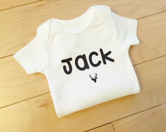 Baby Boy Name Bodysuit / Deer / Cute Hunting / Custom / Personalized
