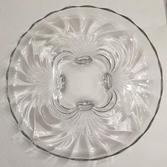 Vintage Large Round Cambridge Clear Glass by rewoundandrefound