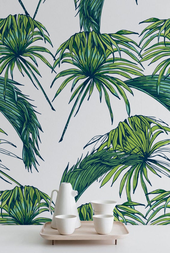 Tropical Pattern Wallpaper Exotic Removable by WallfloraShop