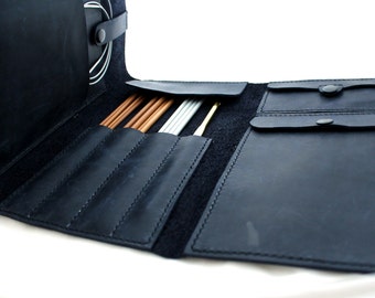 Leather needle case Handmade Knitting Needle Organizer Circular Needles case Knit needles case Circular needles case Knitting organizer