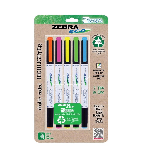 5 Zebra Eco Highlighters Zebrite DoubleSided Highlighter