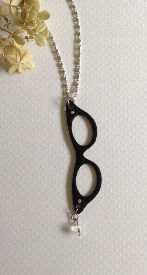 Black Glasses Necklace Black Glasses by 1840VintageLnJewelry