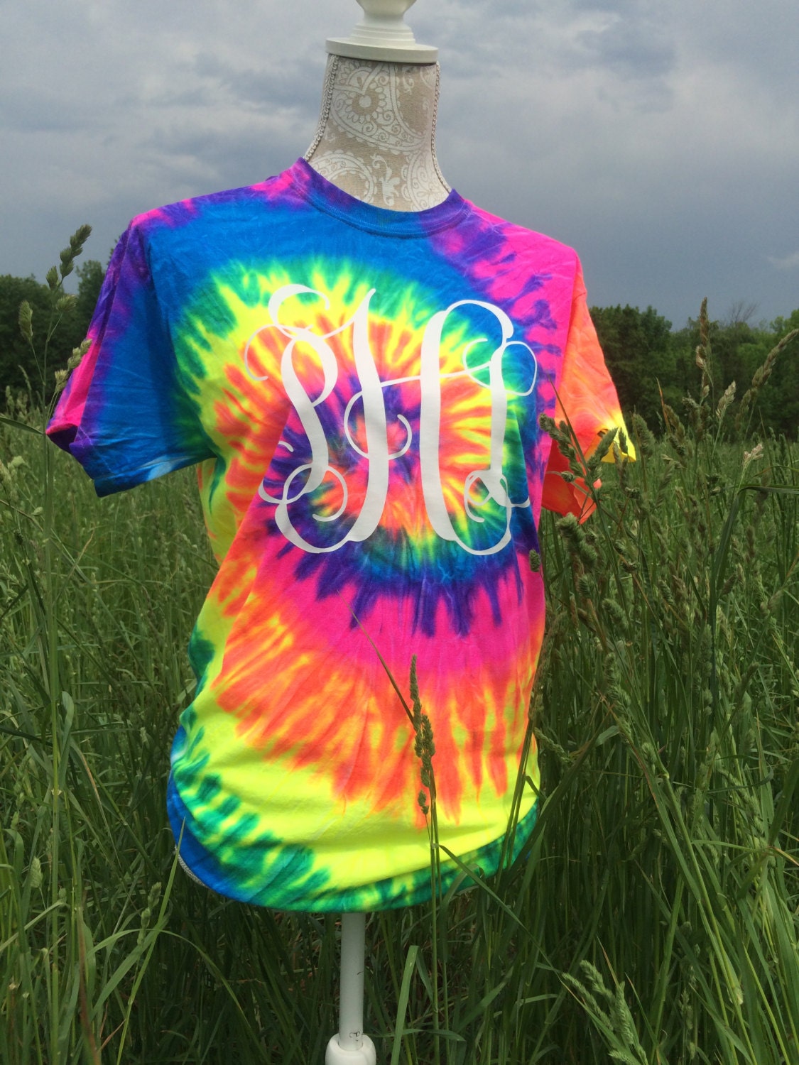 tie dye shirts with monogram