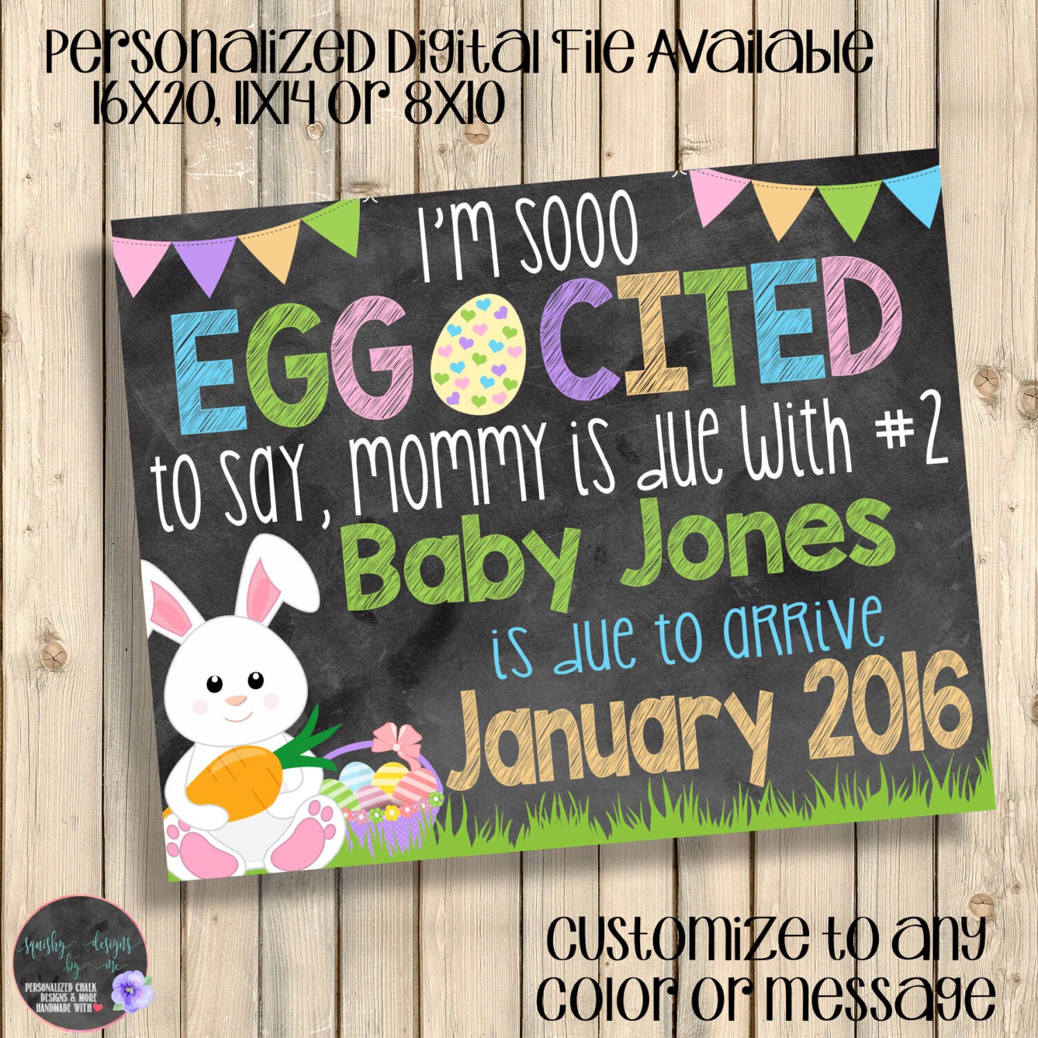 Easter Pregnancy Announcement Sign by SquishyDesignsbyMe on Etsy