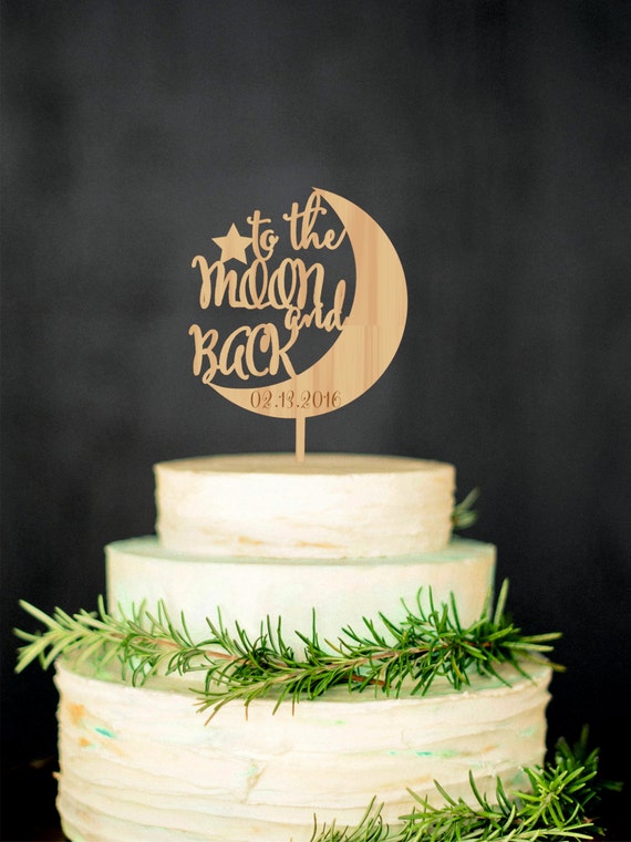 To the Moon and Back Wedding Cake Topper by WeddingRusticDeco