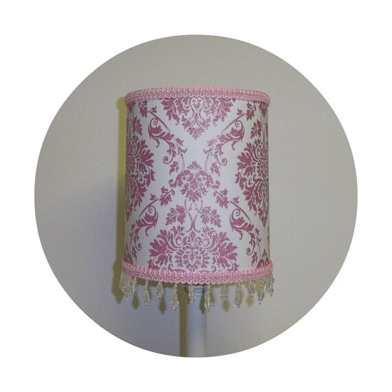 Items similar to Pink Glitter Damask fabric Lamp Shade on Etsy