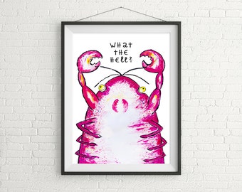 Funny Lobster Print, Acrylic Painting, Lobster Art Print, Red Lobster, Quirky Art, My Lobster