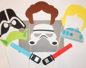 Star wars photo booth props Darth vader Storm Trooper Yoda Princess Light saber Birthday party Star wars party Star wars birthday party
