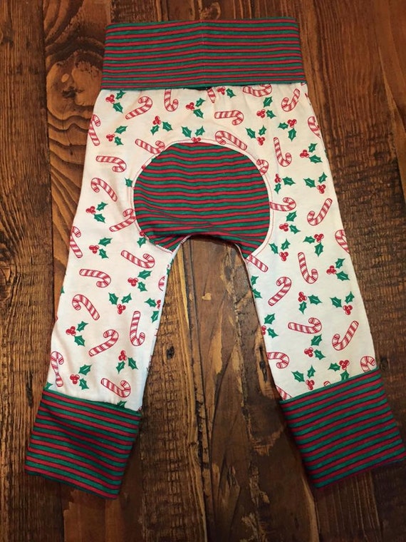 Christmas Candy Cane Stripe Circle Bum Grow With Me Pants