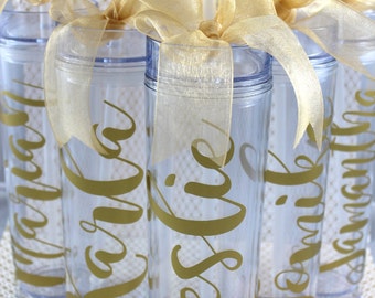 Bridesmaid gift-Skinny Personalized Tumbler-Wedding Party Tumbler - Party Favors Acrylic Tall Tumblers- Bridesmaid Tumbler - Custom Tumbler