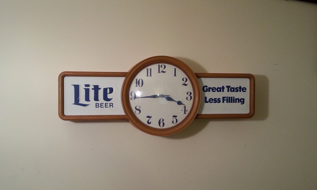 Vintage Miller Lite Beer Clock Sign 1980's Miller Brewing