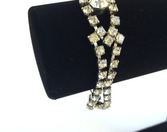 Rhinestone Bracelet - Bridal Bracelet - Wedding Bracelet - Vintage Hollywood Jewelry - Crystal Bracelet - Silver Bracelet - Bridal Jewelry