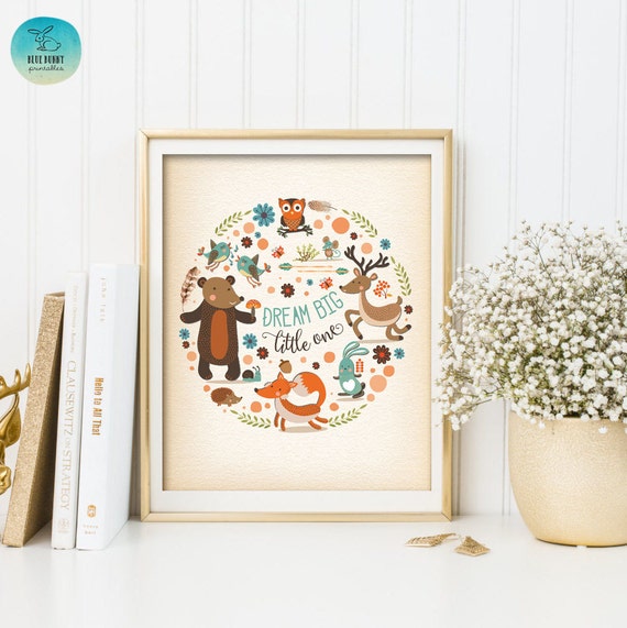 WHIMSICAL WOODLAND Wall Art Printable. Forest Nursery Print.