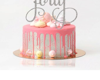 Forty Cake Topper Birthday Cake Topper 40th Birthday Cake Topper Fortieth Cake Topper Age Topper