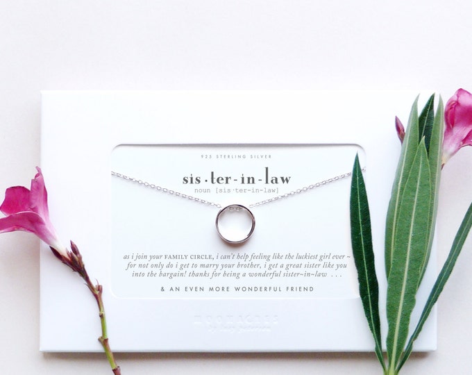Sister In Law | Sister-In-Law Wedding Gift As I Join Your Family Circle Sterling Silver Karma Ring Necklace Poem Message Card Groom Husband