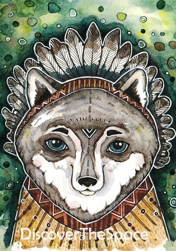 Wolf Watercolor Painting Wolf Art Print Wolf Nursery Decor