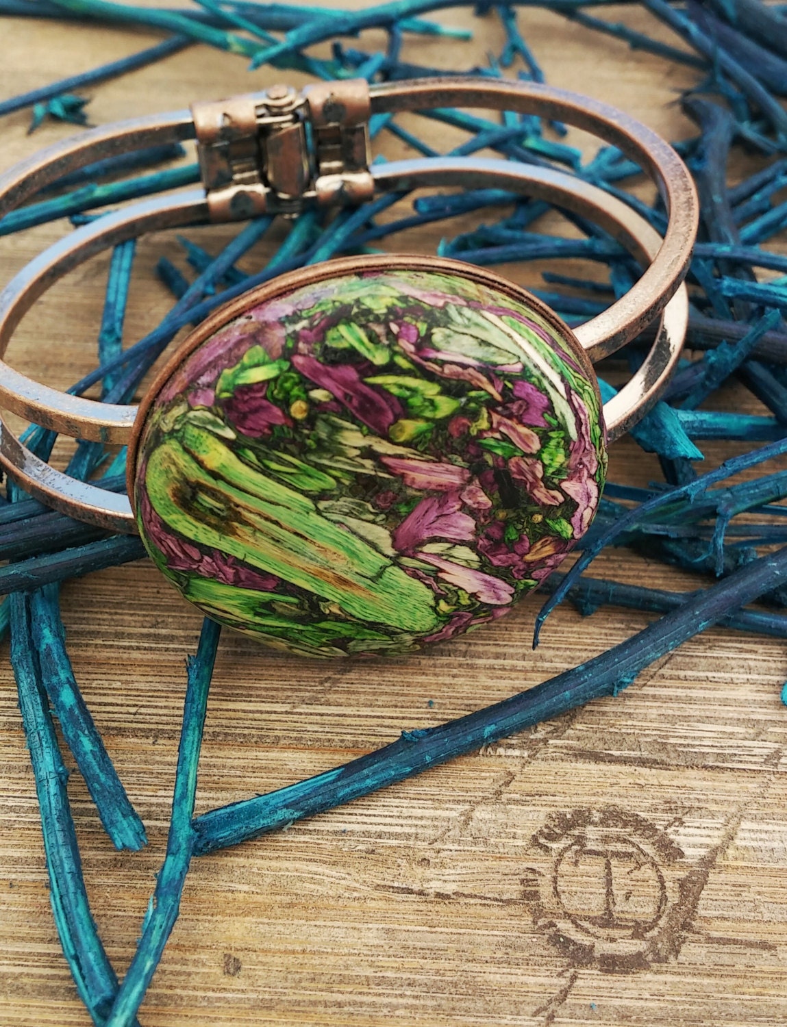 Copper Tumbleweed Hinged Bracelet