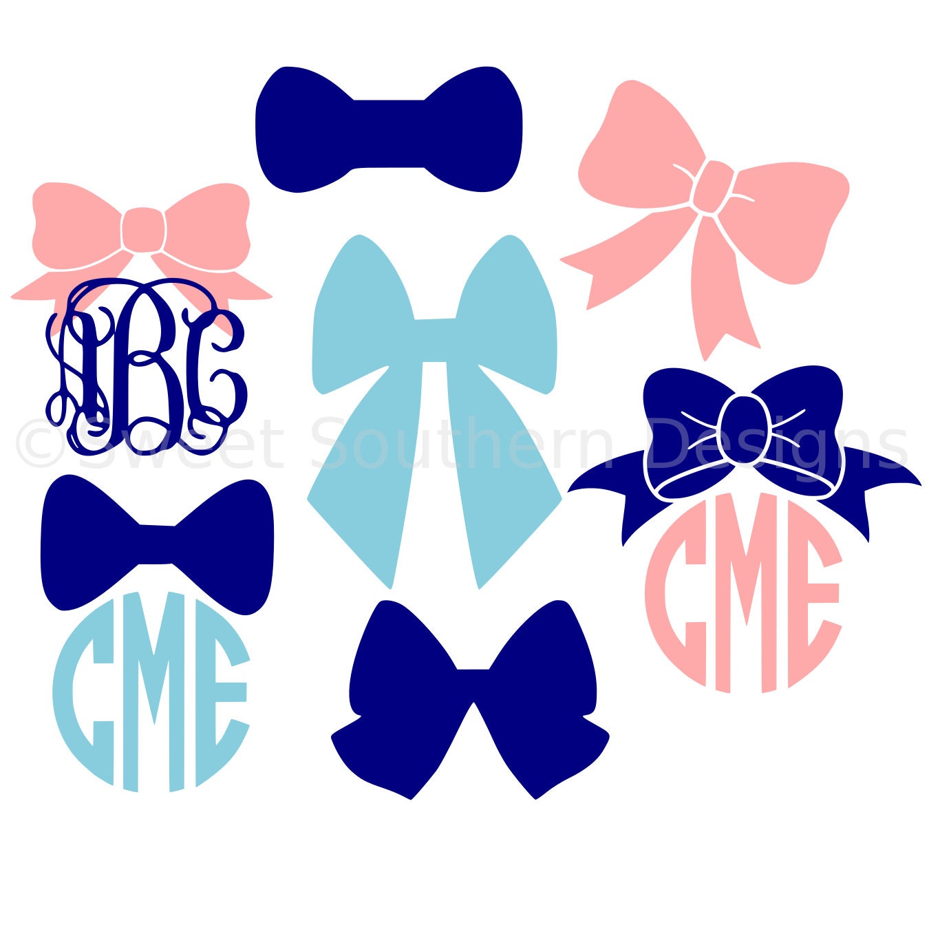 Download Bow ribbon monogram SVG instant download design for cricut or