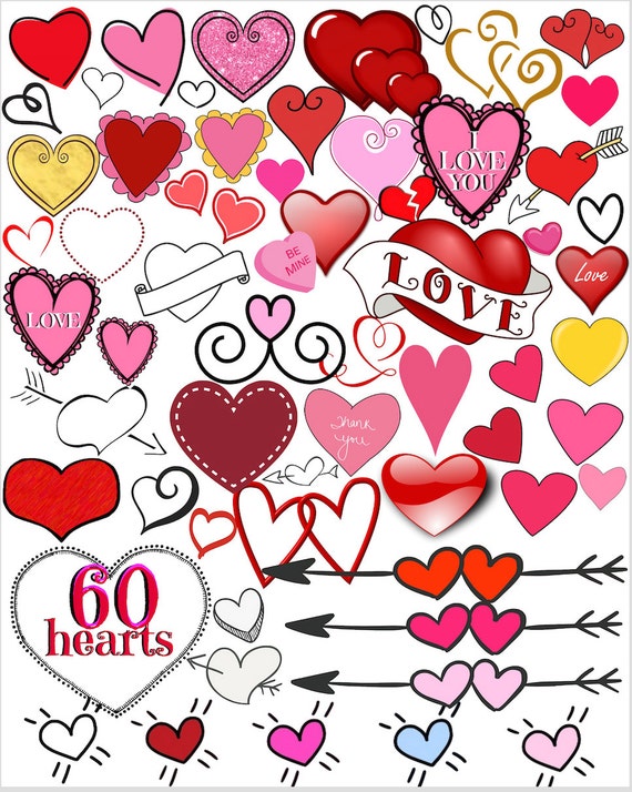 Download HEARTS 60pc Bundle Clip Art Collection High Resolution