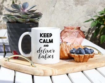 Tazza Personalizzata Per Ostetrica – Regalo Di Ringraziamento In Ceramica 330 Ml Con Scritta "Grazie" (Bianca E Rosa), Stampata A Mano In Germania