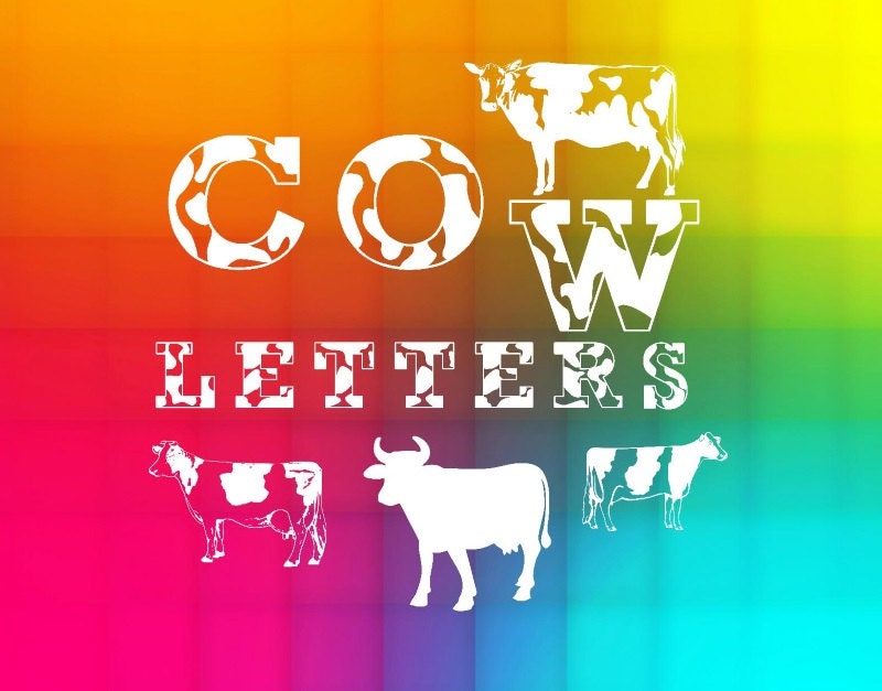 Download cow font svg cow spots Alphabet kids party by BeeInspiredBee