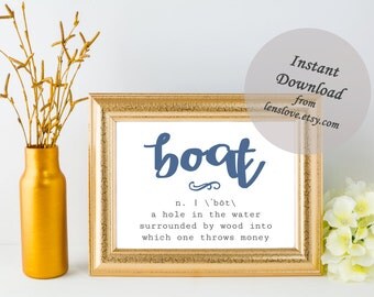 Boat Definition | Wall Art Print | Printable Quote Print | Dictionary Printable | Lake Print | Lake Life | Salt Life | Instant Download