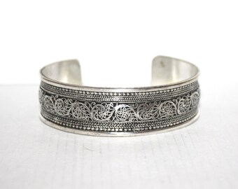 Boho bracelet, Silver Bracelet, Tribal Bracelet, Gypsy bracelet, filigree bracelet, Navajo Bracelet, Tibetan bracelet, designed bracelet