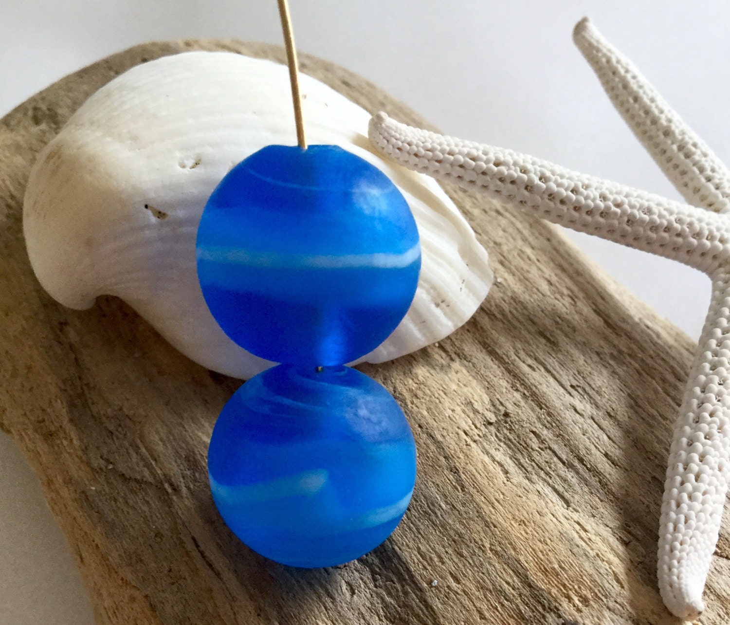 Sea Glass Beads 16 mm Beach Glass Bead Large Round