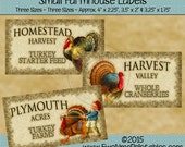 Vintage Style Thanksgiving Label Printable - Turkey - Harvest - Plymouth - Homestead - Digital PDF or JPG File
