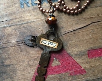 GYPSY - Key Necklace | Boho Necklace | Bohemian Jewelry | Layering Necklace | Vintage Key Necklace | Ready to Ship