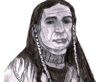  Native American Hand Drawn Pencil Portrait print