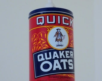 Red Quaker Oats printed tin plug-in pendant light