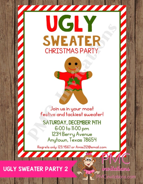 custom printed ugly sweater christmas holiday invitation custom printed ugly sweater christmas holiday invitation